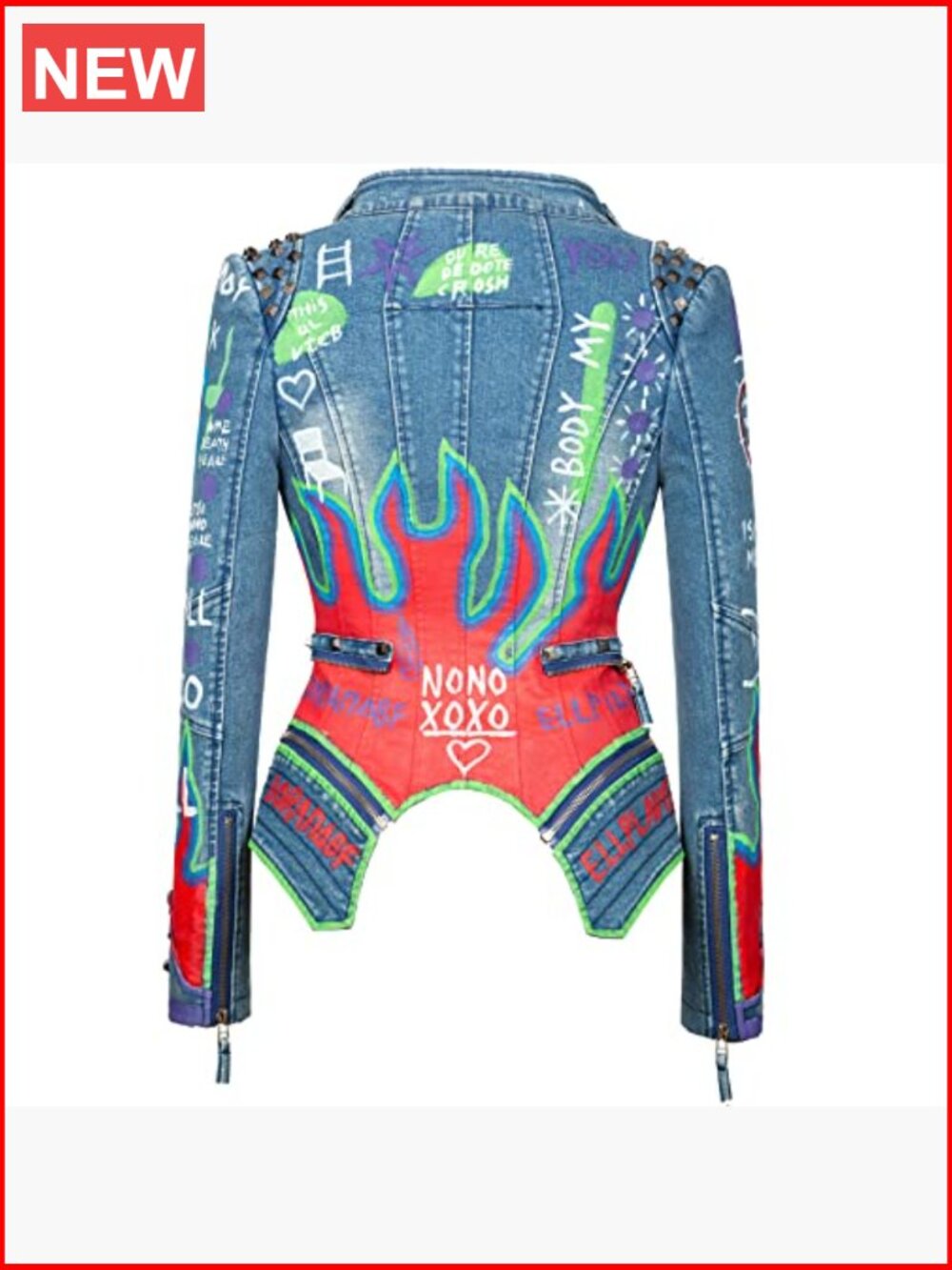Punk Floral Embroidered Faux Leather Moto Jacket - Picture 4 of 4